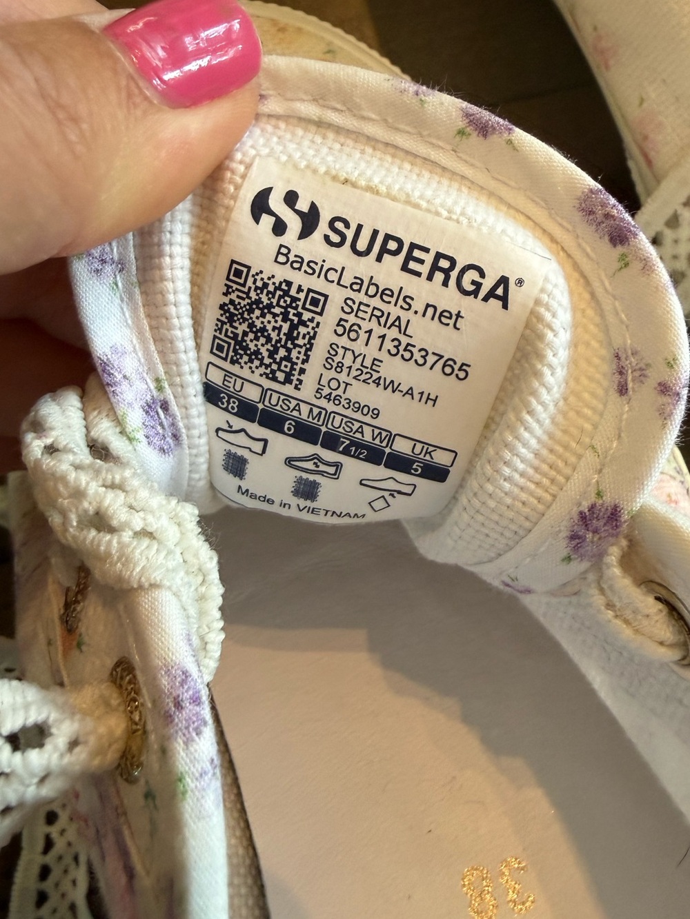 LoveShackFancy x Superga 2750 in Fruit Bliss Flowers Mix Floral Sneaker 7.5 38 - Picture 13 of 14